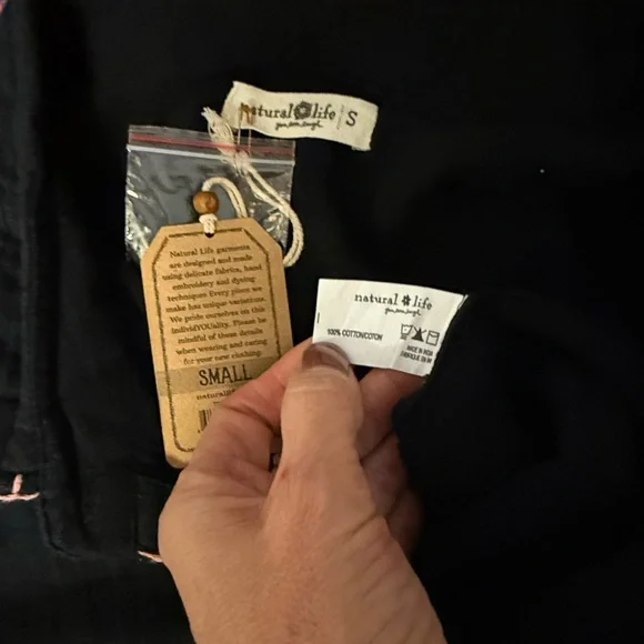 NWT Natural Life Black Button Down Shirt with coral thread trim - Picture 2 of 5